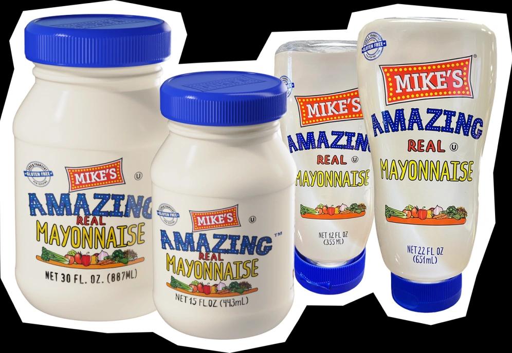 A group of Mike's Amazing mayonnaise products.