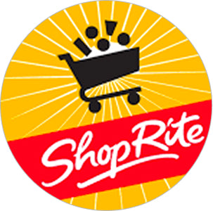 ShopRite logo with a shopping cart icon on a yellow and red background